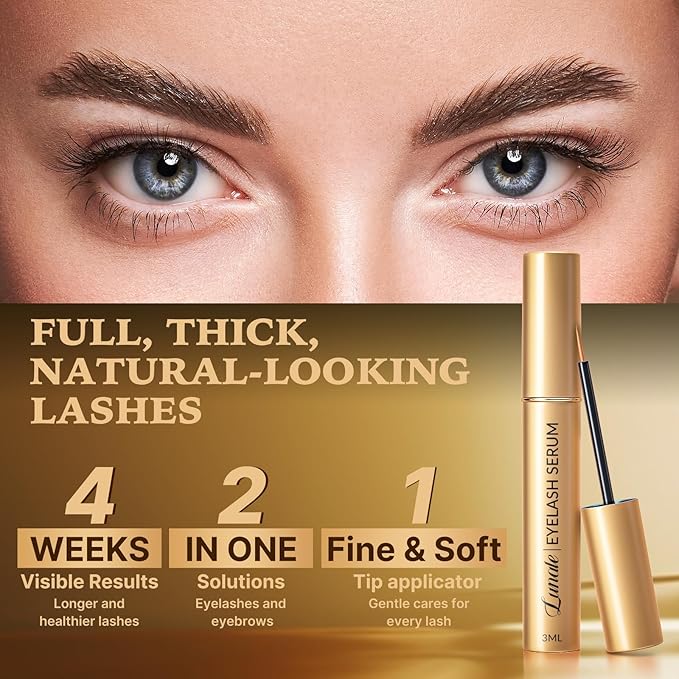 Eyelash Growth Serum with Advanced Formula: Rapid Eye Lash Enhancing Serum for Eyelash and Eyebrow Growth in 3-4 Weeks - Boost Longer Thicker and Fuller Lashes 3ML