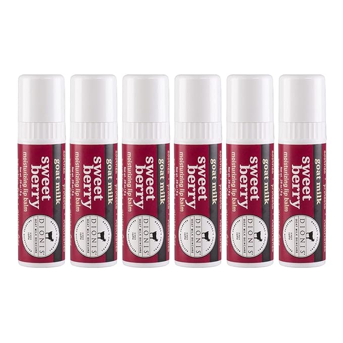 Dionis - Goat Milk Skincare Sweet Berry Scented Lip Balm - Set of 6 (0.28 oz) - Made in the USA - Cruelty-free and Paraben-free