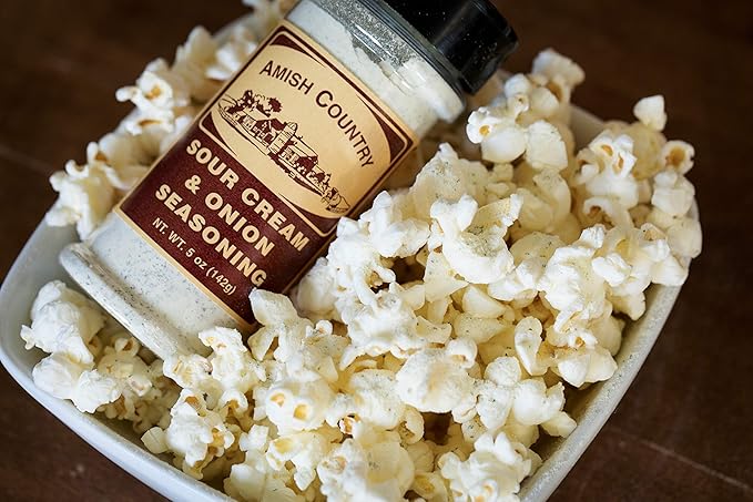 Amish Country Popcorn | Seasoning Variety Pack | Ballpark Style Buttersalt - 5.5 oz and Sour Cream and Onion - 4.7 oz Popcorn Seasoning | Old Fashioned, Non-GMO and Gluten Free