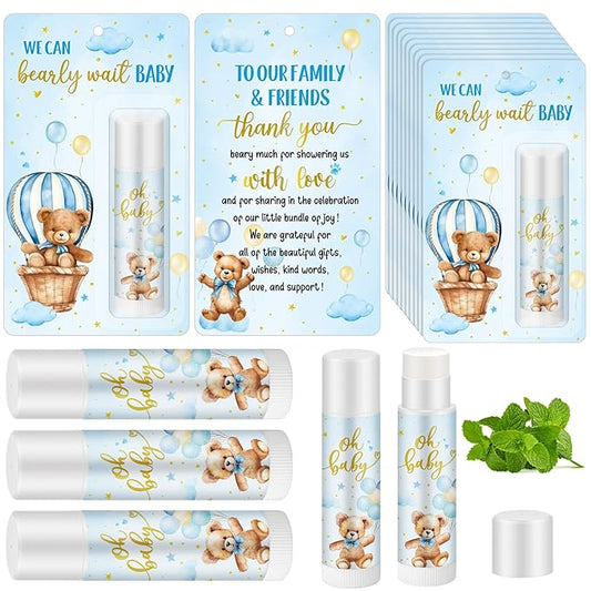 50 Pack Baby Shower Lip Balm Bulk Bear Baby Shower Favors Baby Mint Flavor Lip Balm Baby Shower Gifts for Guest Bear Themed Baby Shower Thank You Gifts Girls Boys Games Gender Reveal Favors