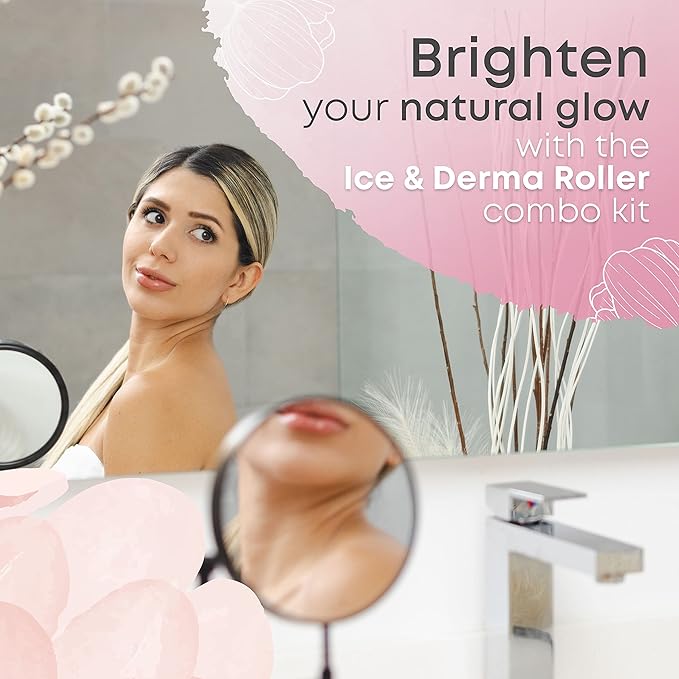 Derma Roller & Ice Roller 2 in 1 for Beard Hair Skin Face 540 Titanium.25mm - Self Care Gifts Facial Skin Care Tools…