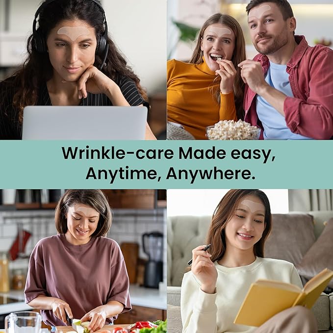Advanced Wrinkle Patches 60ct Smile Line, Frown Line Wrinkle Patches for Facial Korean Skin Care Face Wrinkle Tape Invisible Overnight with Retinol & Collagen (Large (Forehead))