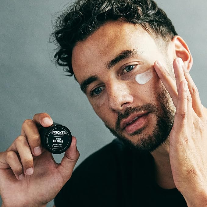 Brickell Men's Complete Defense Anti Aging Routine, Night Face Cream, Vitamin C Day and Night Serum, Facial Moisturizer w/SPF and Eye Cream, Natural and Organic, Unscented