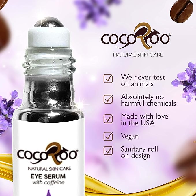 Caffeinated Eye Serum, Nutrient-Dense, 100% Pure, Natural & Vegan (Lavender)