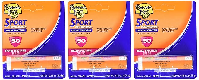 Banana Boat Spf#50 Sport Lip Balm 0.15 Ounce (4.4ml) (3 Pack)