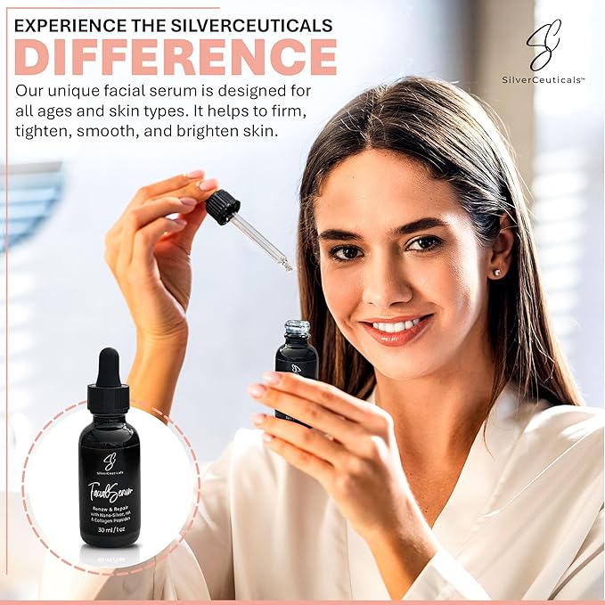 Facial Serum - Fight Blemishes - Acne Pimples & Breakouts - Soften Fine Lines & Wrinkles - Hydrate & Repair Damaged Skin - Clear Complexion - Collagen - 2 Types of Hyaluronic Acid - Anti Aging - 1oz