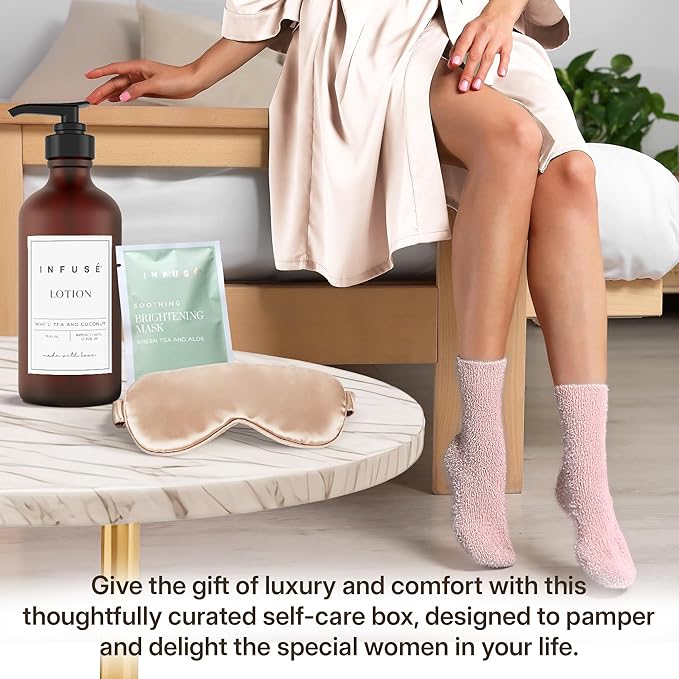 10-Piece Spa Gift Box for Women | Self-Care Set with Eye Mask, Loofa,Bath Bombs,Face Masks,Bubble Bath, Lotion, Body Wash & Bath Salt | Gift for Mom, Grandma, Wife, Bridesmaid or Loved Ones