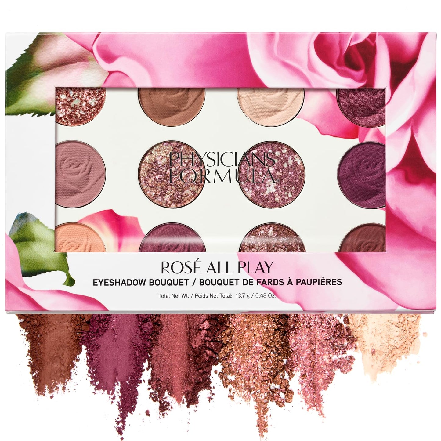 Physicians Formula Eyeshadow Bouquet, 12-Shade Palette with Shimmer, Matte & Satin Finishes, Enriched with Rose Extract – Rose All Play