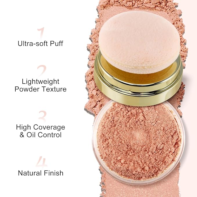 Boobeen Setting Powder, Lightweight Oil Control Loose Setting Powder, Full Coverage Finishing Powder For a Matte Flawless Look, Pressed Face Powder Makeup to Reduce Shine, Long Lasting