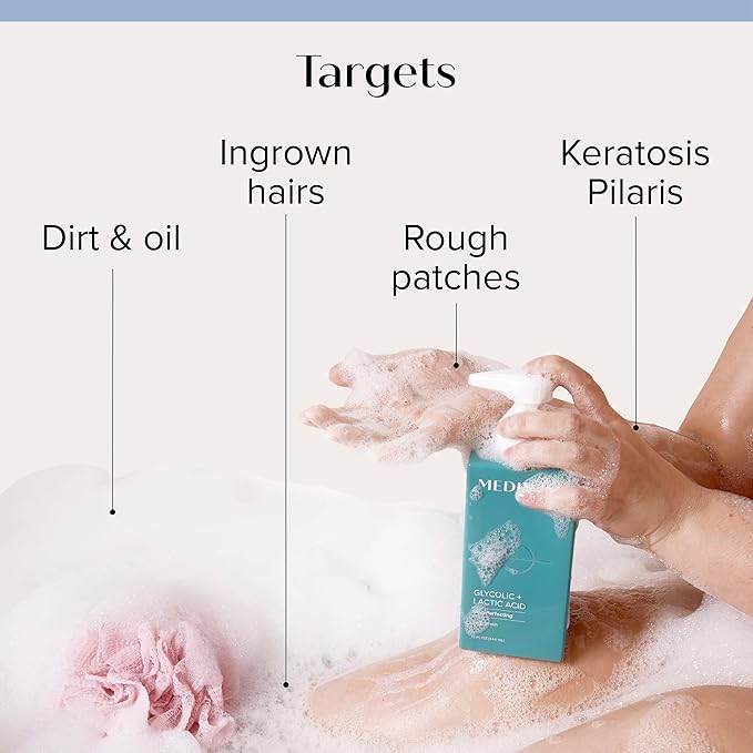 MEDIX 5.5 Body Scrub Skin Care Glycolic Acid Exfoliating Body Cleanser KP Bump Eraser | AHA + Lactic Acid Anti Aging All Skin Type Wash | Keratosis Pilaris & Acne | Body & Face Wash Exfoliate, 2-Pack