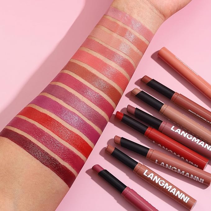 Jolilab 12Pcs Velvet Matte Lipstick Nude Matte Soft Dark Color Stick High Pigmented Long-Lasting Waterproof Lip Stick Lip Balm Beauty Cosmetics Gift for Girls and Women(01#-12#)