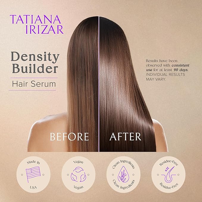 Hair Thickening Serum - Hair Density Serum Builder for Women Made in USA 30ml - Clinically Proven Scalp Treatment Non-Greasy - Natural Biotin, Argan & Pea Peptides - For Thinning, Fine or Damaged Hair