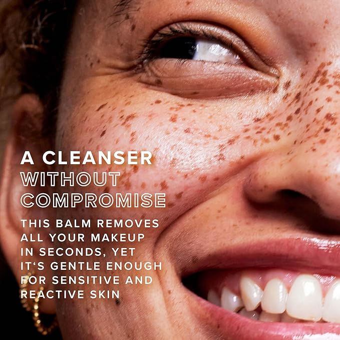 Farmacy Makeup Remover Cleansing Balm - Clearly Clean Sensitive Skin Makeup Remover + Oil Based Cleanser - Gentle Exfoliating Double Cleanser - Melts From Balm to Milky Lather - Fragrance Free (100ml)