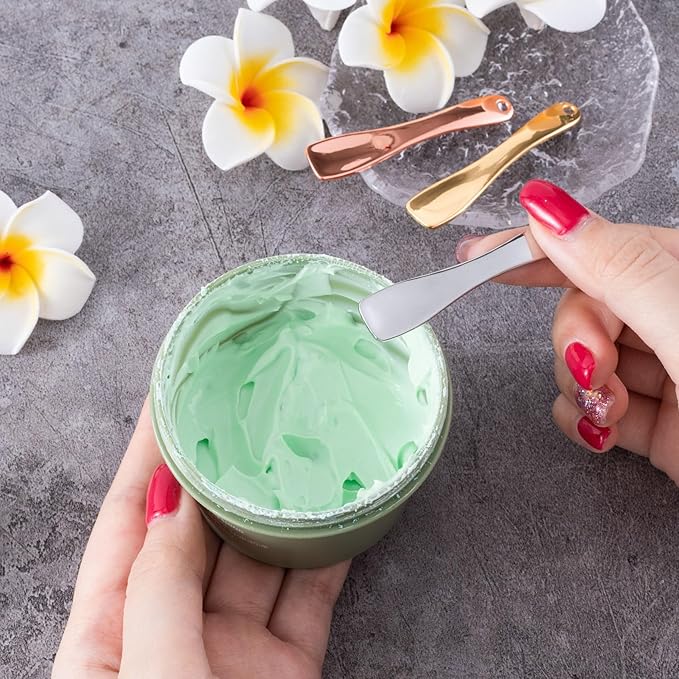 3 Pcs Facial Spatula Sticks Mini Metal Makeup Spatulas Tiny Skincare Cosmetic Spoons Reusable Face Eye Cream Lotion Applicator Tools Facial Massage Sticks for Women Girls