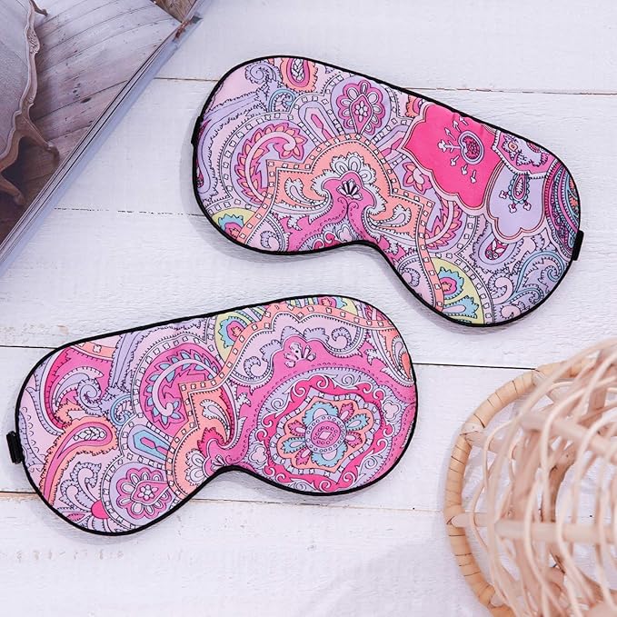 100% Pure Silk Eye Mask Sleep Eye Mask Eye Cover Eyeshade Sleeping Eye Mask Printed Colors (#12)