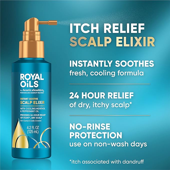 Head & Shoulders Royal Oils Scalp Elixir Treatment - Instant Soothe, Anti-Dandruff, Dry Scalp Relief & Hydration with Cooling Menthol & Peppermint Oil, 4.2 fl oz