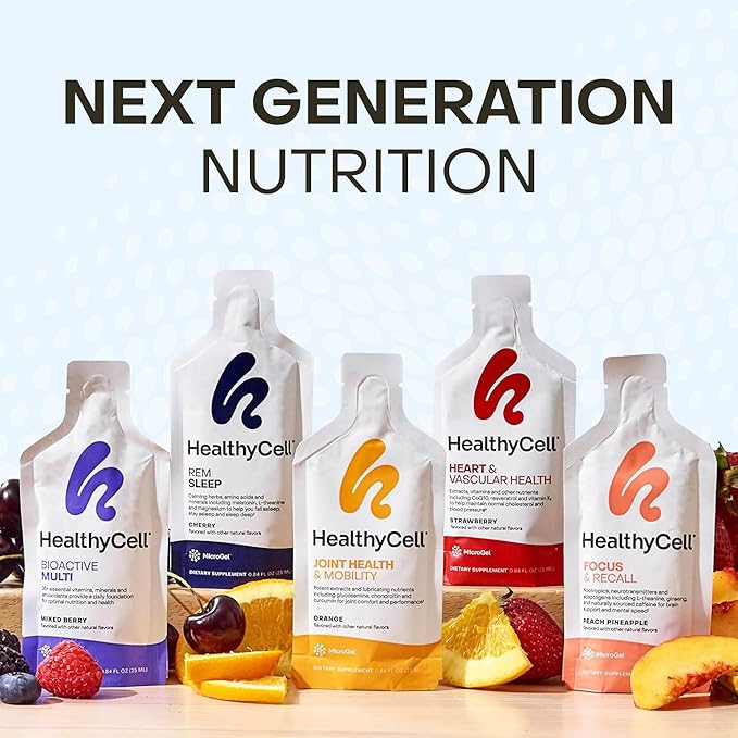 Healthycell Bioactive Daily Liquid Multivitamin for Men & Women – 20+ Essential Vitamins, Minerals & Antioxidants for Brain, Heart, Immunity, Energy, Skin & Hair Support - 30 Gel Packs