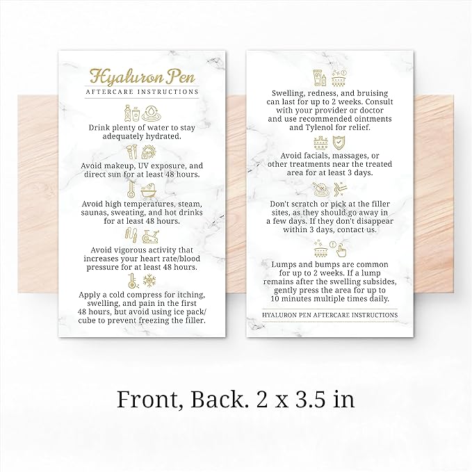 100 Pack - Premium Hyaluron Pen Lip Filler Aftercare Instructions Card 2 x 3.5" Accessories Supplies Kit Care - HP22A100_N