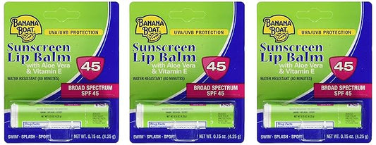 Aloe Vera Sunscreen Lip Balm with Vitamin E SPF 45 3-Pack