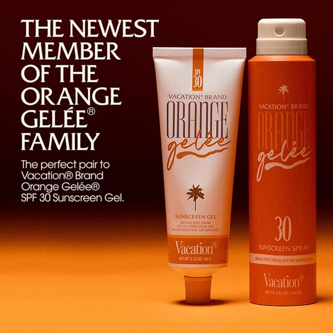 Vacation Orange Gelée SPF 30 Sunscreen Spray Oil & Air Freshener Bundle, Tanning Oil with SPF, Suntan Lotion Spray, Transparent on All Skin Tones, Dermatologist-Tested, Vegan, 5 Fl. Oz.