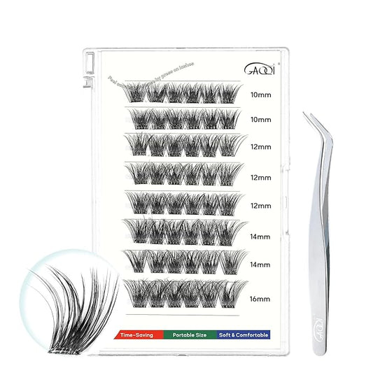 GAQQI Self Adhesive Lash Clusters, No Glue Eyelash Clusters 10-16mm Full & Volume Self Adhesive False Eyelashes, No Band Glueless Lashes