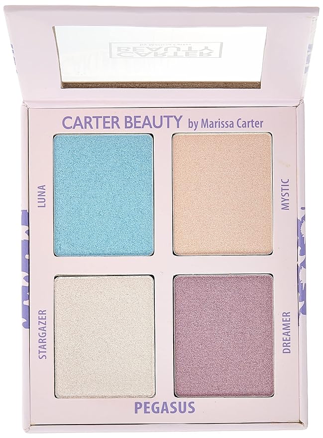 Carter Beauty Mini Highlighter Palette | Long Lasting Makeup | Shimmer & Matte Shades (Pegasus)