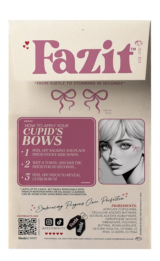 Fazit Makeup Patches - Face Makeup Patches - Beauty Face Makeup - Cupid's Bows - Waterproof Bow Speckles - Temporary Face Cupid's Bows For Women - 6 count
