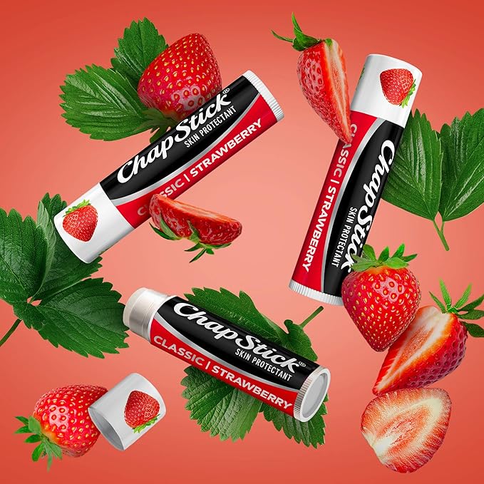 ChapStick Strawberry Lip Balm 4-Pack + 1 Classic Original ChapStick, Lip Moisturizer, 0.15 Oz Ea (5 Piece Set)