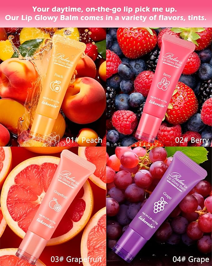 Hydrating Lip Glowy Balm, Ultra-Nourishing Lip Balm for Dry Cracked Lips, Moisturizer Lip Repair Sleeping Lip Mask, Day and Night Lip Care Therapy Treatment, Glossy Smooth Lip Butter Balm-01#Peach