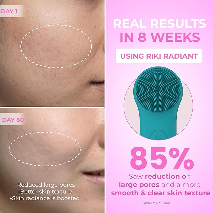 Electric Silicone Face Scrubber - 2-in-1 Facial Rotating Vibrating Exfoliating Brush - Waterproof & Portable, Rechargeable, for Cleaning, Exfoliation, Massage, Suitable for Men & Women (Green)