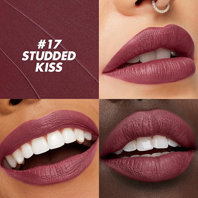 FOCALLURE Ultra Chic Matte Lipstick,Rich Vitamin E Lip Crayon,Lightweight Matte Color without Drying or Fading,Long Lasting Waterproof Lips Makeup,STUDDED KISS