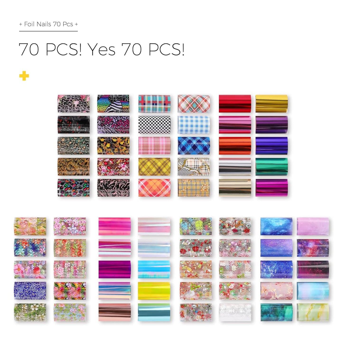 BURANO Nail Art Foil Glue Gel, 15ML 2 Bottles with 70PCS Foil Stickers Set Nail Foil Glue for Nails, Designer Nail Foils Nail Art Foil Transfer Gel