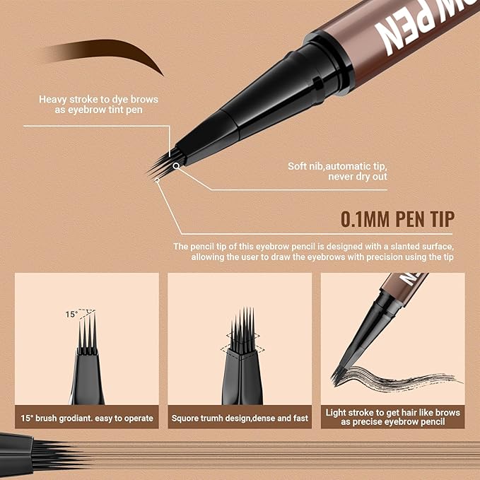 iMethod Eyebrow Pen - Eyebrow Pencil,2-in-1 Eyeliner Dual-Ended Microblading Eyebrow Pencil Long Lasting Waterproof Hair-Like Brow Pencil,with Eyebrow Brush,Eyebrow Pencils for Women,BlackBrown