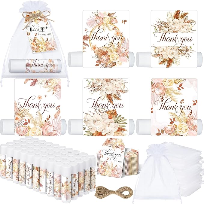50 Set Employee Appreciation Gifts Bulk Baby Shower Favors Lip Balms Bulk Thank You Gifts Wedding Bridal Shower Bachelorette Gifts Prizes for Guests Women Teacher Coworker Nurse(BOHO)