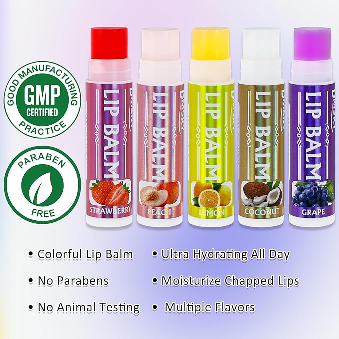 Dmsky Lip Balm 30 Pack, Colorful Lip Balm Bulk with Vitamin E and Coconut Oi, Hydrating Moisturizing Lip Balm Set for Men Women- 15 Flavors