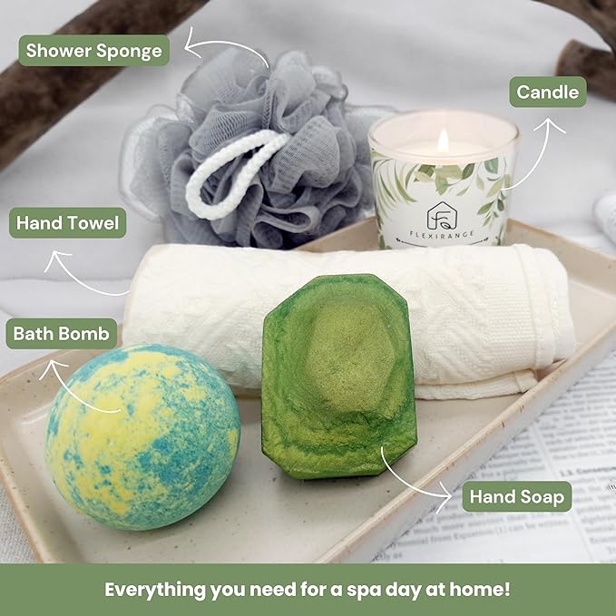 Gifts for Mom, Birthday Gifts for Women, Get Well Soon Gift Baskets for Women, Relaxing gifts for Women, Self Care Gifts, Spa kit for Woman, Wooden Box, Green Gifts for Sister, Friend