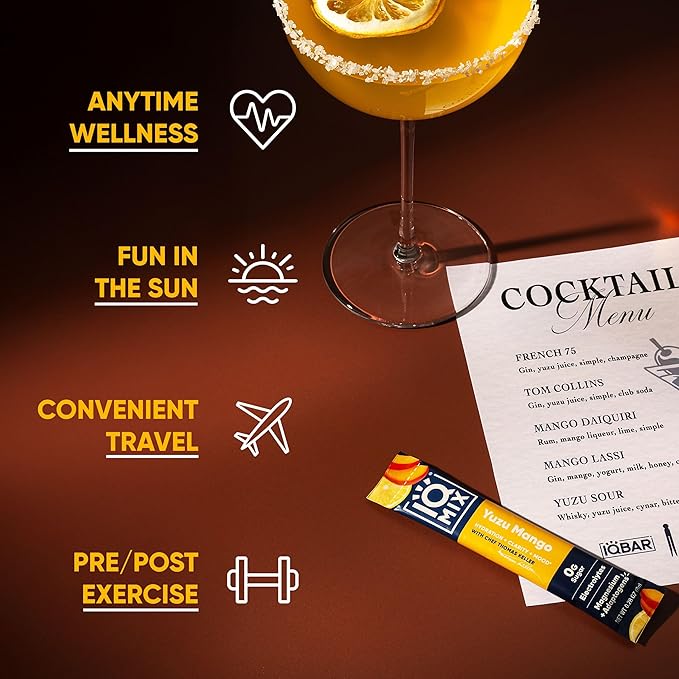 IQMIX x Chef Thomas Keller - Hydration Electrolyte Powder – 4-in-1 Formula for Hydration, Mental Clarity, Mood and Recovery – Sugar-Free, Keto, Magnesium L-Threonate, Lion’s Mane – 20 Count Yuzu Mango