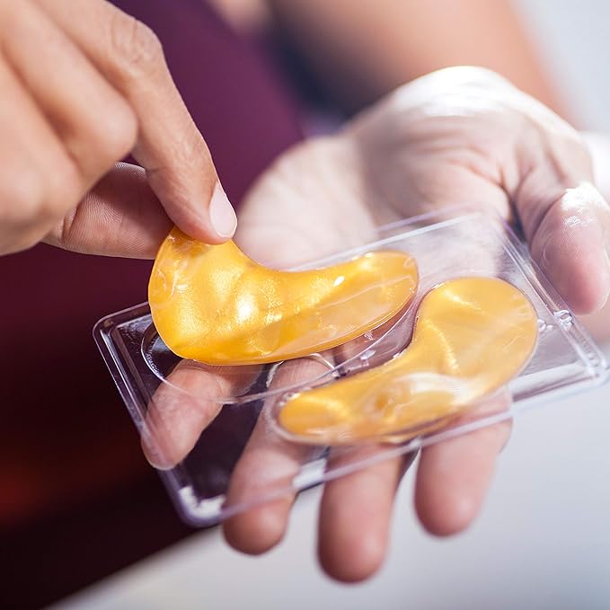 24k Gold Collagen Eye Mask: Hydrogel Under Eye Patches with Collagen & Hyaluronic Acid - Hydrating Under Eye Mask for Dark Circles, Puffy Eyes, & Under Eye Bags - Cooling Gel Treatment Pads - 15 Pairs