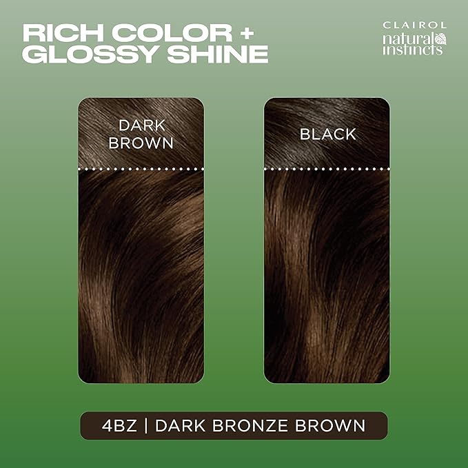 Clairol Natural Instincts Demi-Permanent Hair Dye, 4BZ Dark Bronze Brown Hair Color, Pack of 1
