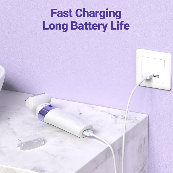 Bikini Trimmer for Women, IPX7 Waterproof Wet & Dry Electric Razors for Women, Bikini Legs Underarm Pubic Hairs Rechargeable Electric Shaver with 2 Trimmer Heads and Travel Razors