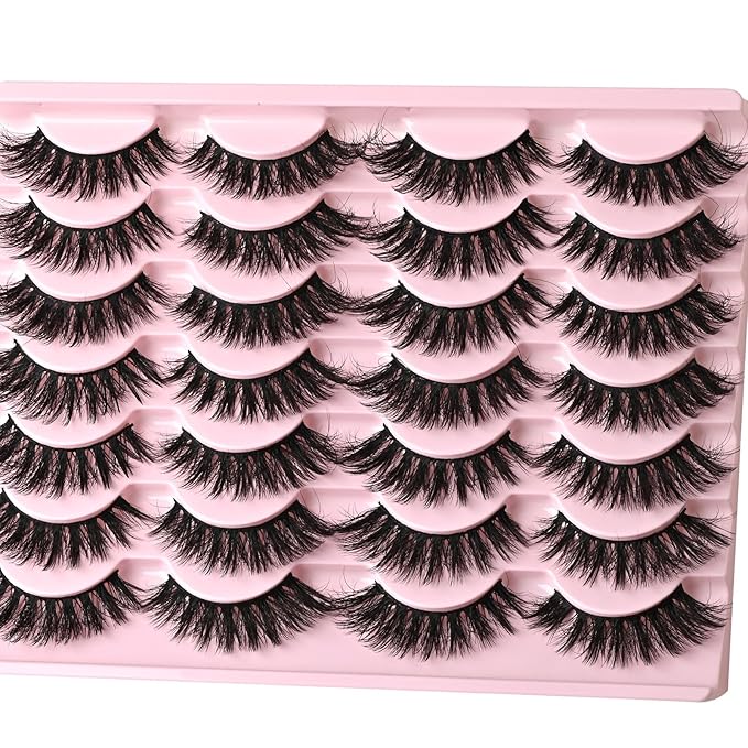 FARRED Cat Eye Lashes Fluffy False Eyelashes 14 Pairs Fake Eyelashes Natural Look Short Natural Lashes Cateye Lash Wispy Volume Eyelash Faux Mink Strip Lashes Pack for Daily Makeup (F27 | 9-17mm)