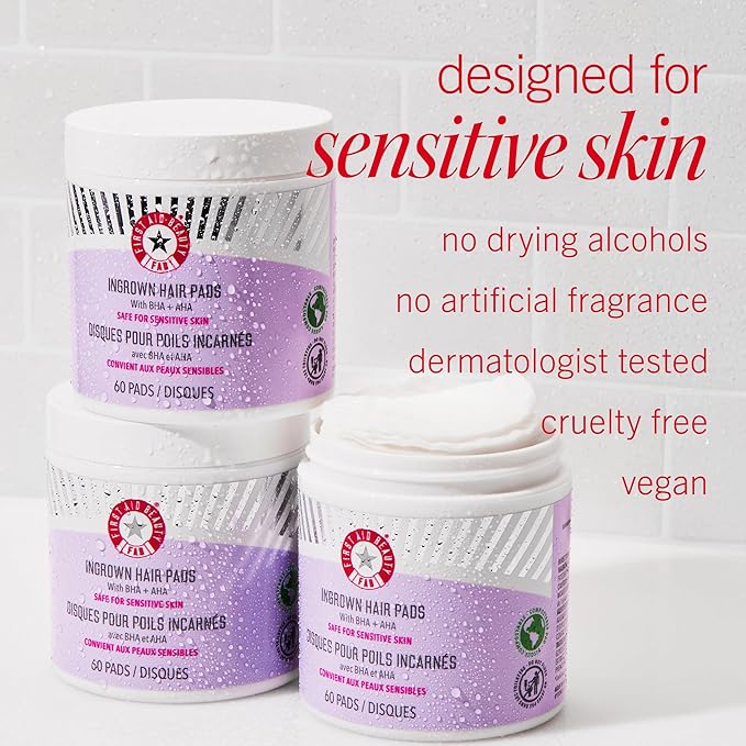 First Aid Beauty - Ingrown Hair Pads with BHA + AHA - Aftershave Treatment Pads to Help Prevent Razor Bumps for Men & Women - Exfoliate Underarms & Bikini Area - Compostable for Daily Use - 28 Pads