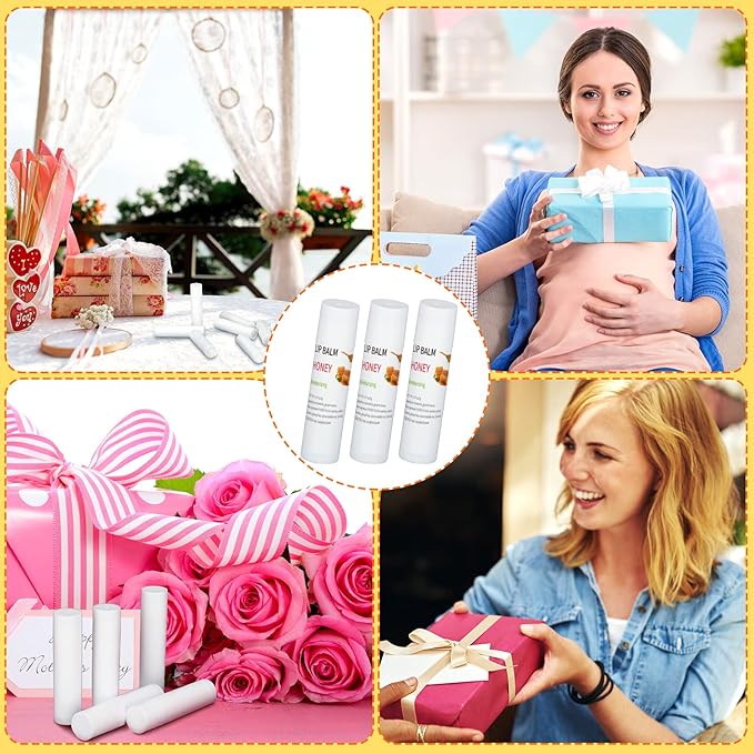 Demissle 150 Pcs Unlabeled Lip Balm Bulk Chapped Stick Blank Mini Lip Balm Gifts Moisturizing Lip Balms Favors for Women Homeless Wedding Bridal Shower Favors Baby Shower Guests Favors(Honey)