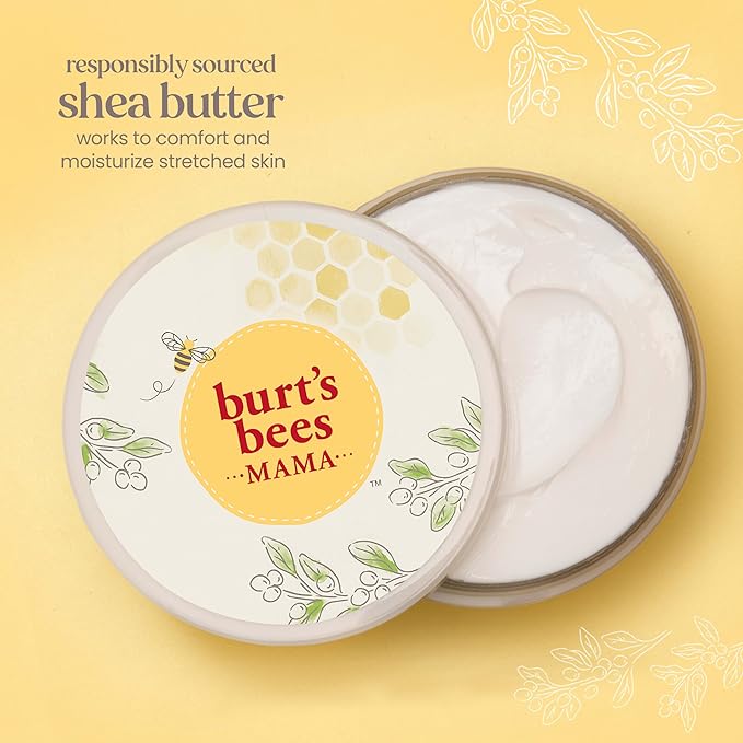 Burt's Bees Mama Belly Butter Stretch Mark Cream for Pregnancy Massages Body & Reduces Scar Appearance, Prenatal & Postnatal Tummy Skin Care, Shea Butter & Vitamin E Rich Formula, 6.5 Oz Tub