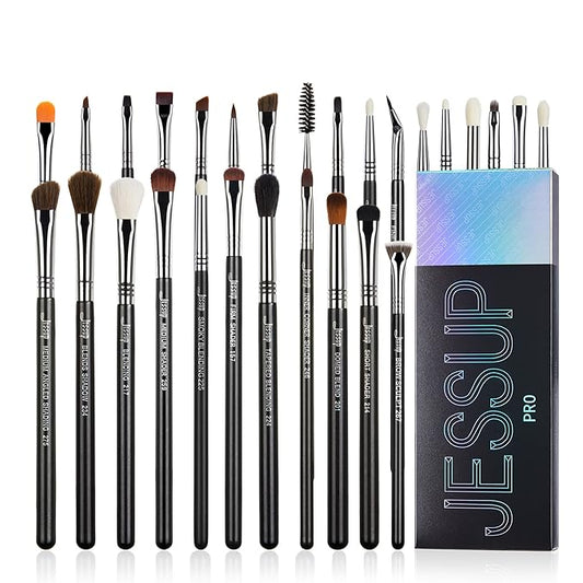 Jessup Eye Makeup Brushes Set Professonal 28pcs Premium Synthetic Eyeshadow Brush Eyeliner Brush Eyebrow Brush Blending Brush for Makeup Black T341