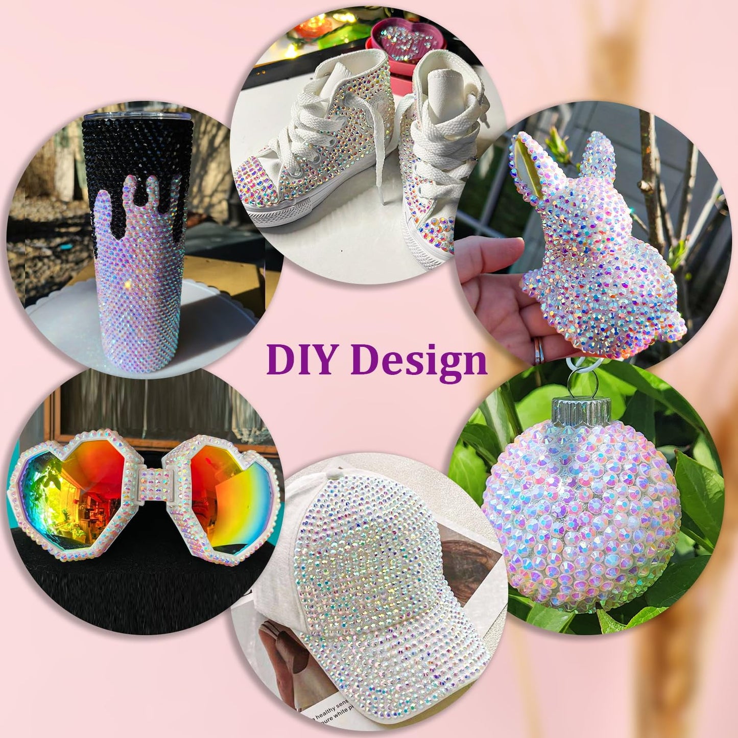 30000Pcs White AB Rhinestones for Bedazzling with B7000 Jewelry Glue, Bedazzler Kit Flatback Gems, Resin Rhinestones for Crafting Crafts Clothing Shoes Fabric Nail Art Assorted Size 2/3/4/5/6mm