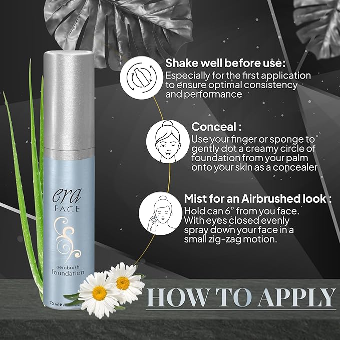 ERA Beauty ERA Face spray makeup (R2 Ivory, 2.25 oz) - airbrush foundation, everyday, buildable, professional spray on cosmetics