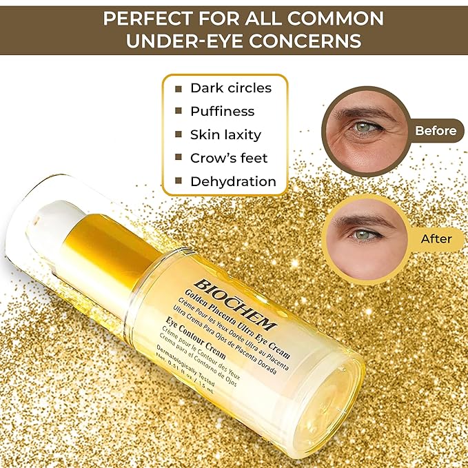 Golden Placenta Ultra Eye Cream - 0.51 fl oz / 15 ml, Luxury Eye Contour Treatment for Wrinkles and Dark Circles