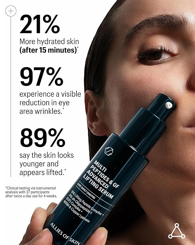 Allies of Skin Multi Peptides & Growth Factor Collagen Boosting Face Serum | Skin Tightening Anti-Aging Complex with 9% Peptides| Firms Sagging Skin & Visibly Reduces Wrinkles (1 oz)