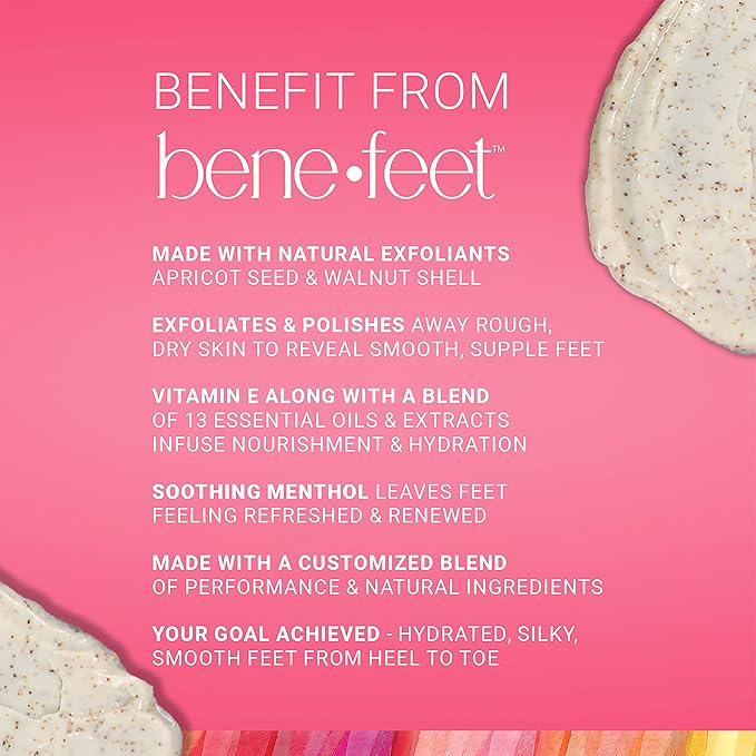 Benefeet Scrub-A-Dub Cooling Foot Scrub - Exfoliates + Refreshes Dry + Dull Skin, Get Smoother Skin from Heel to Toe, Made w/Vitamin E, Apple Cider Vinegar, Walnut Shell + Apricot Seed, 4 oz (1 Pack)